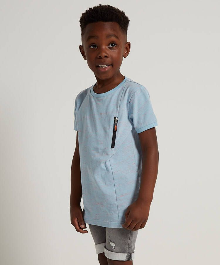 TerStal Jongens tweetoon t-shirt met rits blauw in maat
