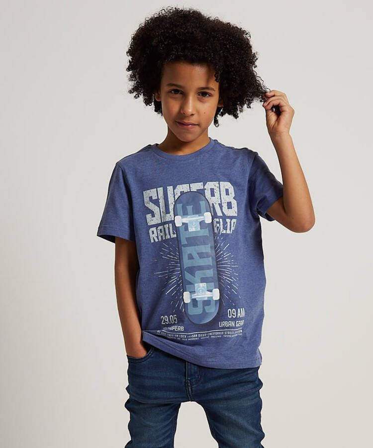 TerStal Jongens tweetoon t-shirt opdruk blauw in maat