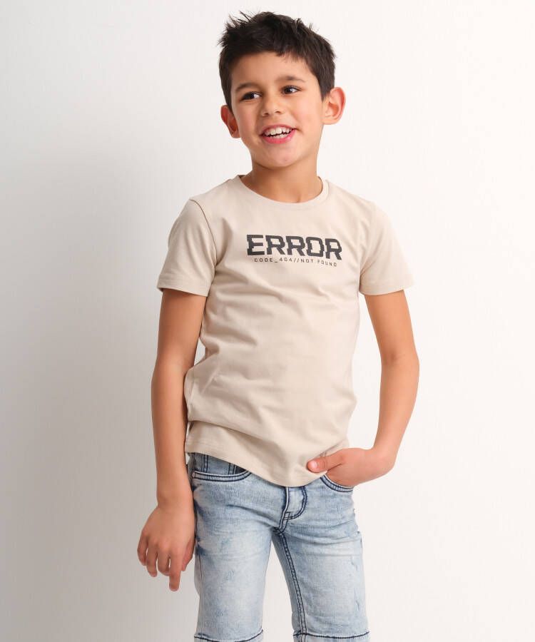 TerStal Jongens uni t-shirt tekstopdruk beige in maat