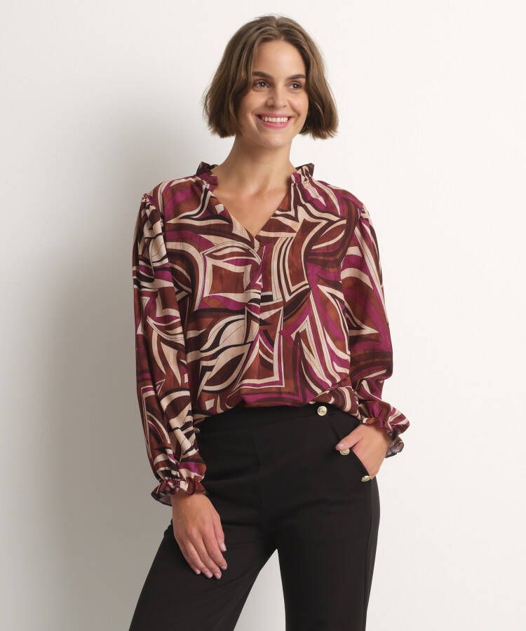 TerStal Kleurrijke blouse paars in maat