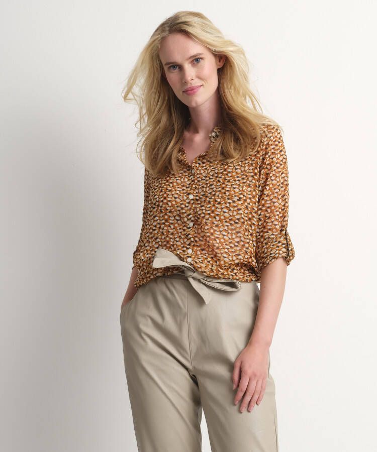 TerStal Lange chiffon blouse bruin in maat