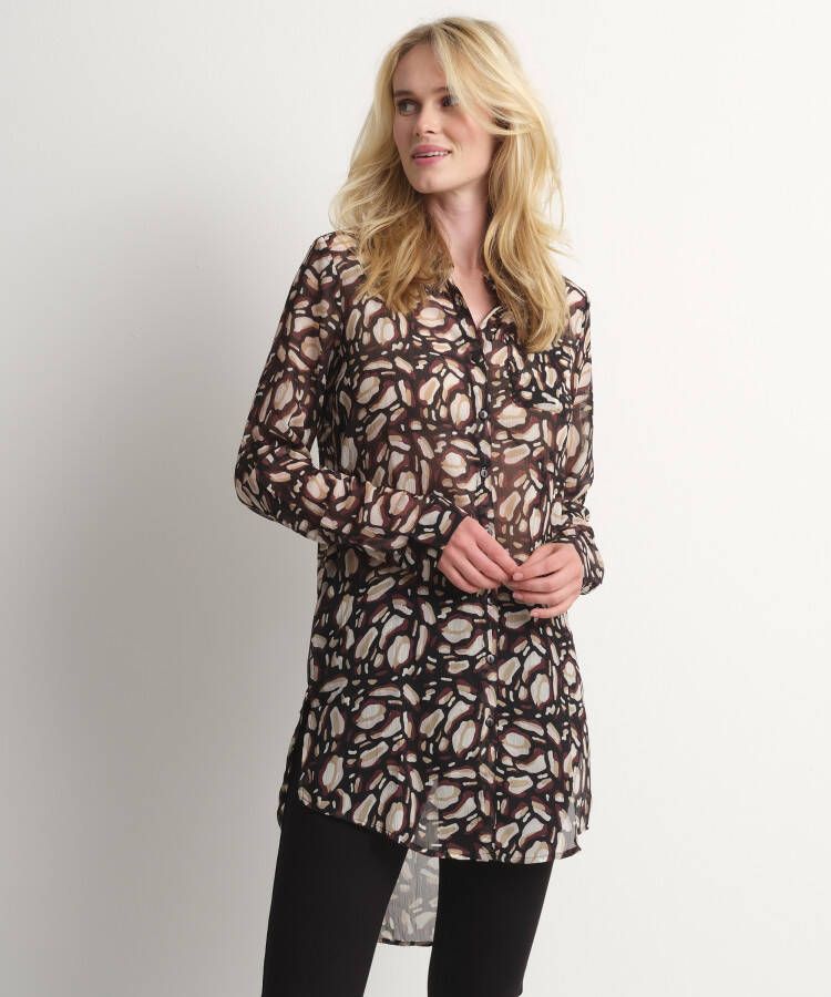 TerStal Lange chiffon blouse zwart in maat
