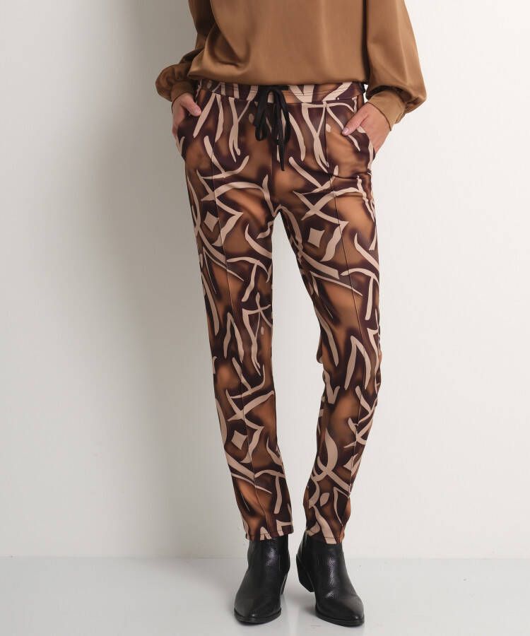TerStal Pantalon met all-over print bruin in maat