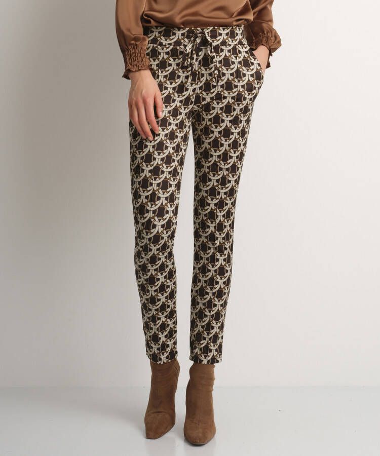 TerStal Pantalon met cirkelprint zwart in maat