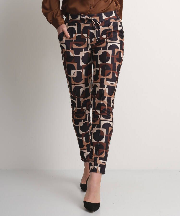 TerStal Pantalon met trendy print bruin in maat