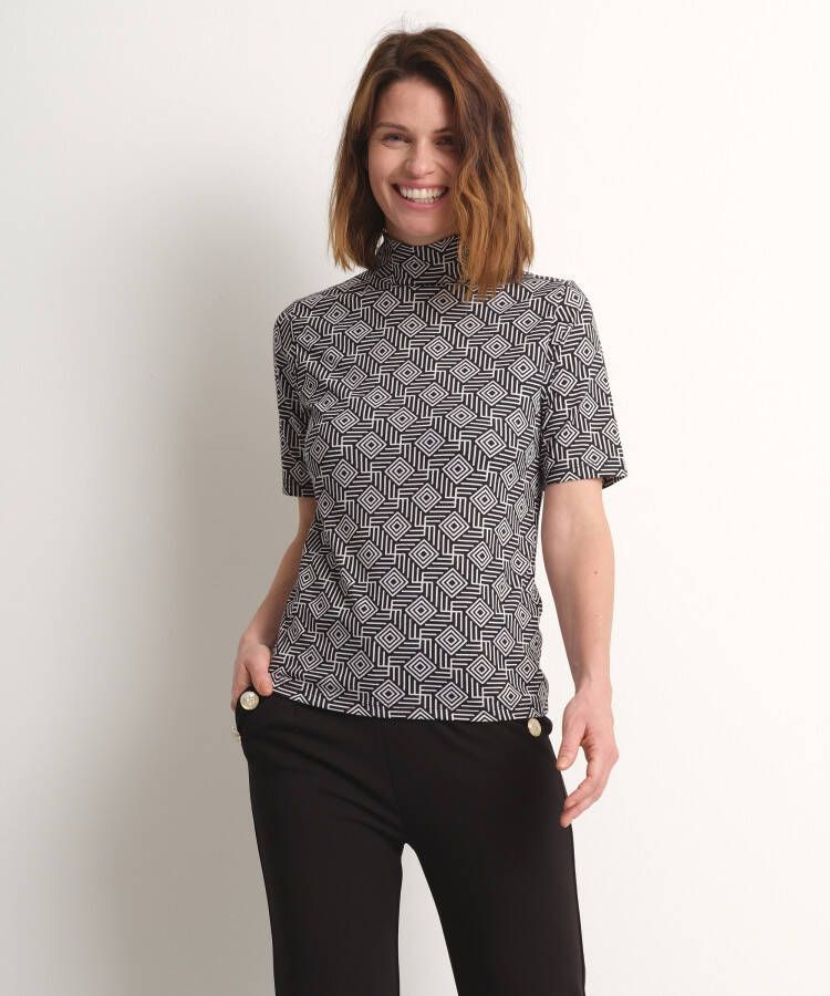 TerStal Top met abstracte print wit in maat