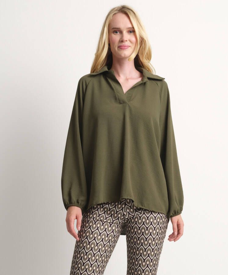 TerStal Uni blouse met kraag groen in maat