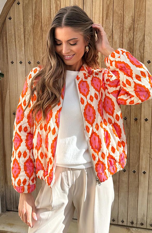 Bomber Jacket Classic Print Oranje