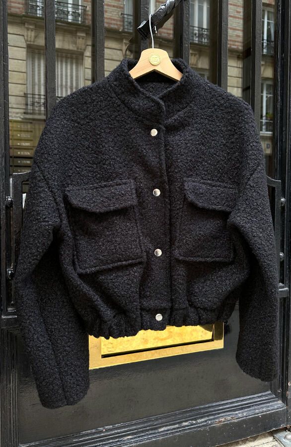 Bouclé Bomber Jacket Black