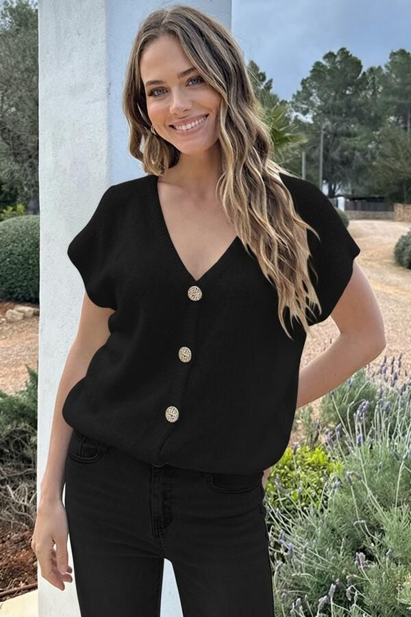 Cardigan Short Sleeve Zwart
