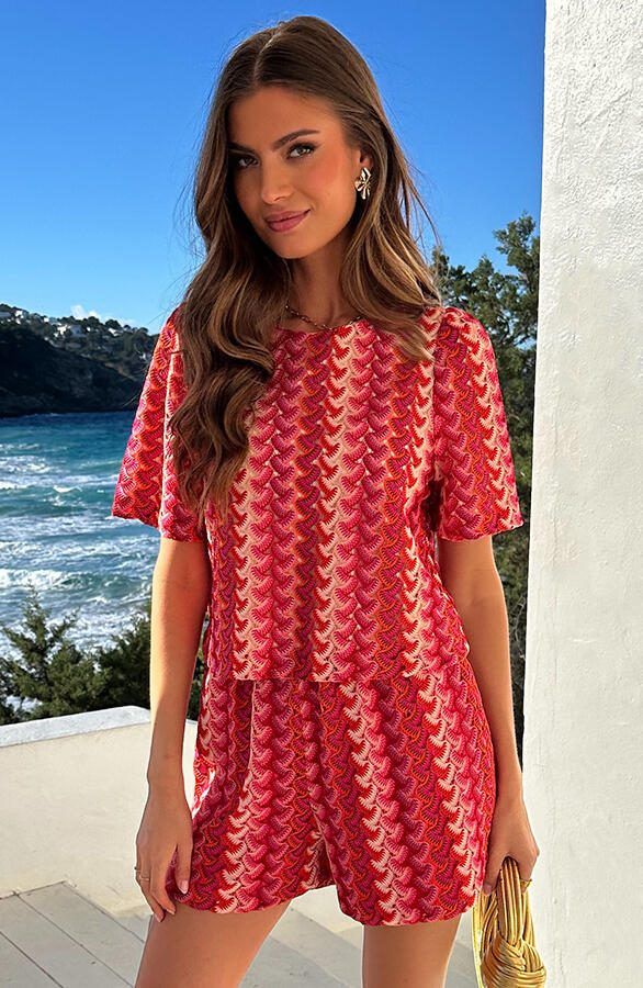 Cotton Crochet Look Top Multicolor