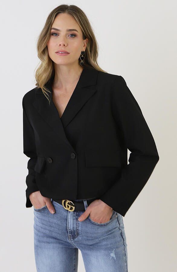 Cropped Pocket Blazer Zwart
