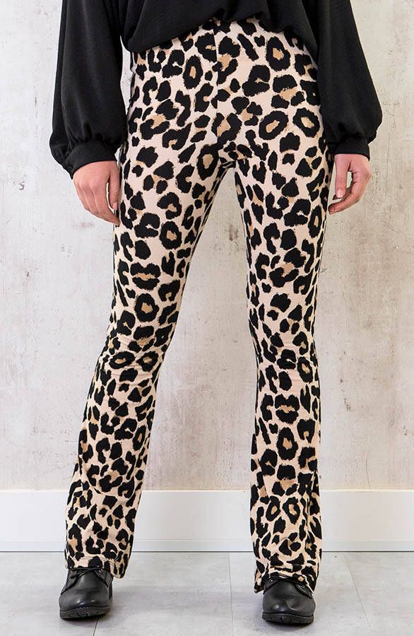 Flared Broek Panter Beige