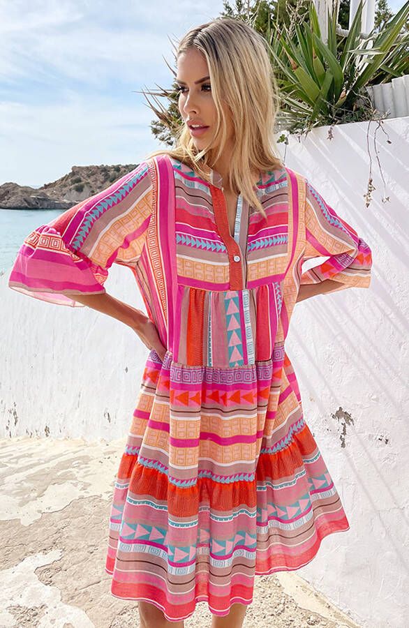 Kelim Tuniek Multicolor Roze