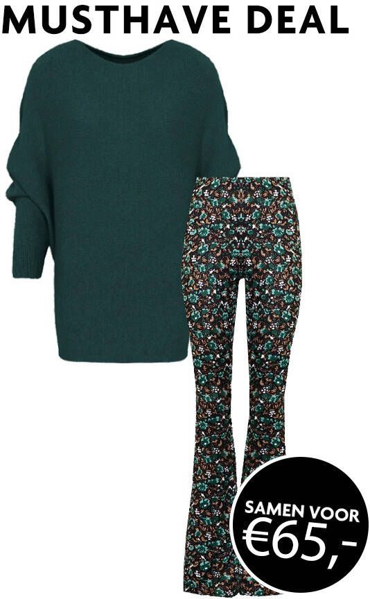 Musthave Deal Flared Broek Wild Flower + Soft Trui