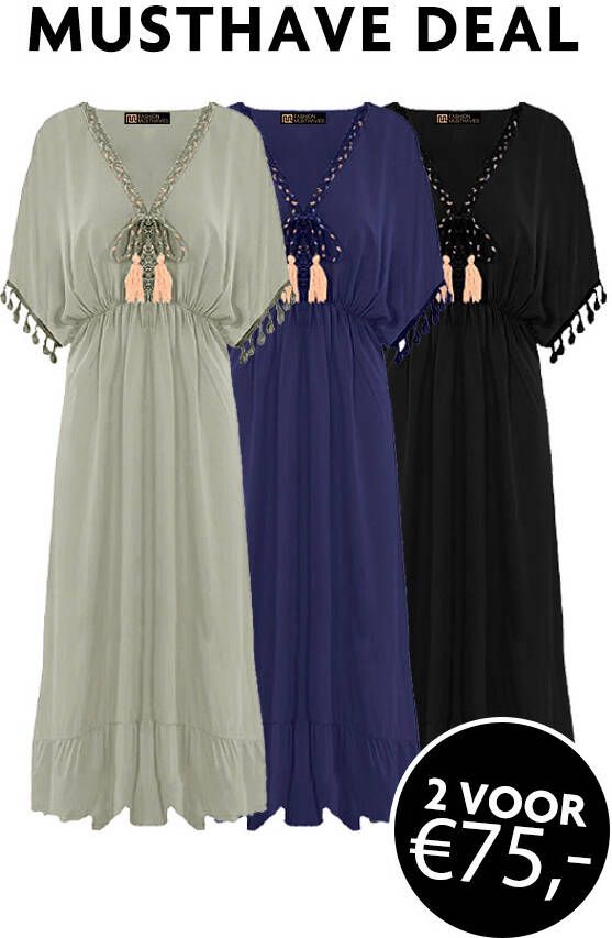 Musthave Deal Oversized Jurk Gouden Detail Maxi