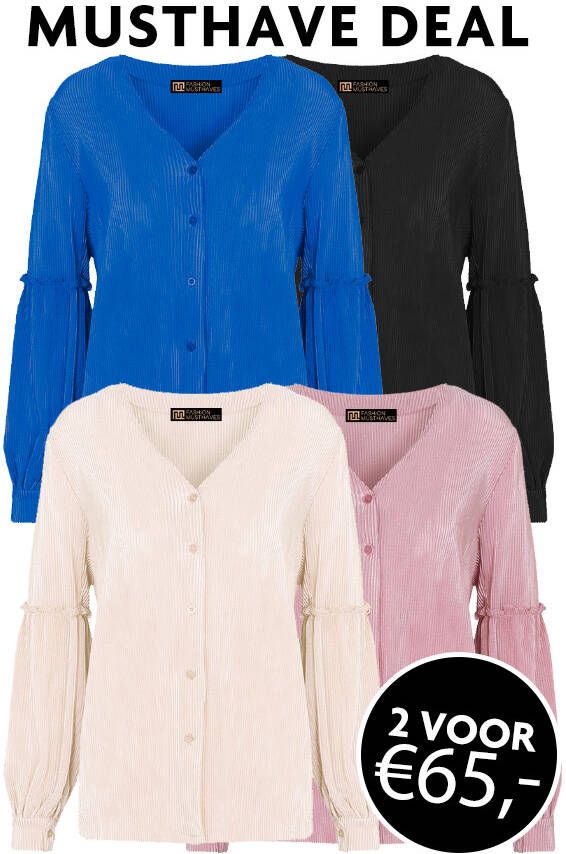 Musthave Deal Plisse Blouse Met Ruches Mouw