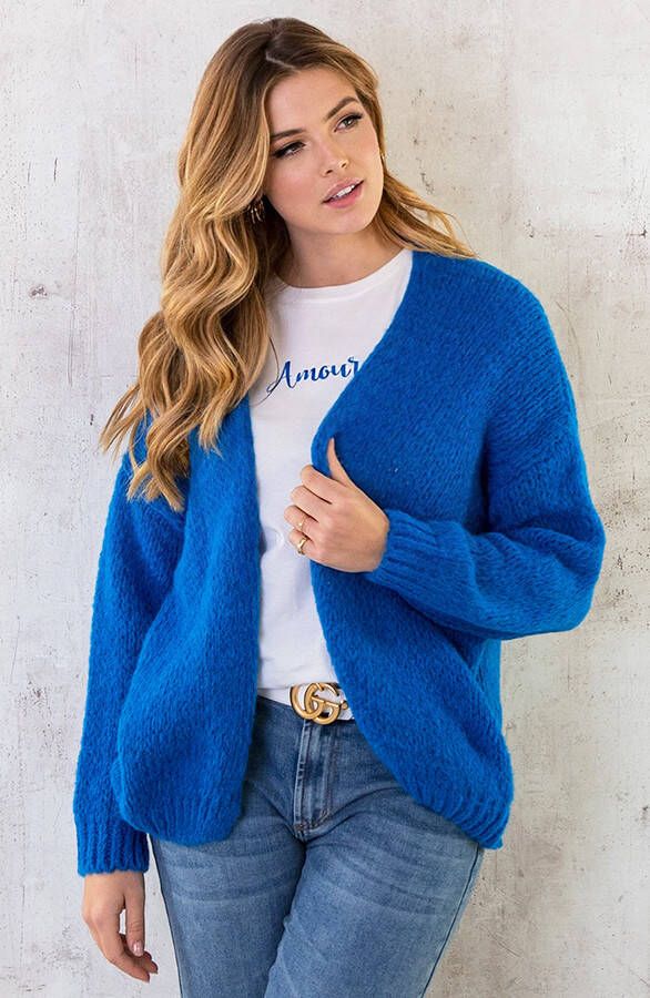 Oversized Knitted Vest Kobalt