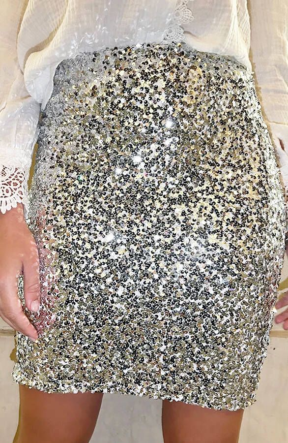 Pailletten Kokerrok Zilver