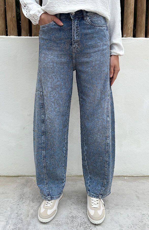 Glitter Stone Barrel Jeans