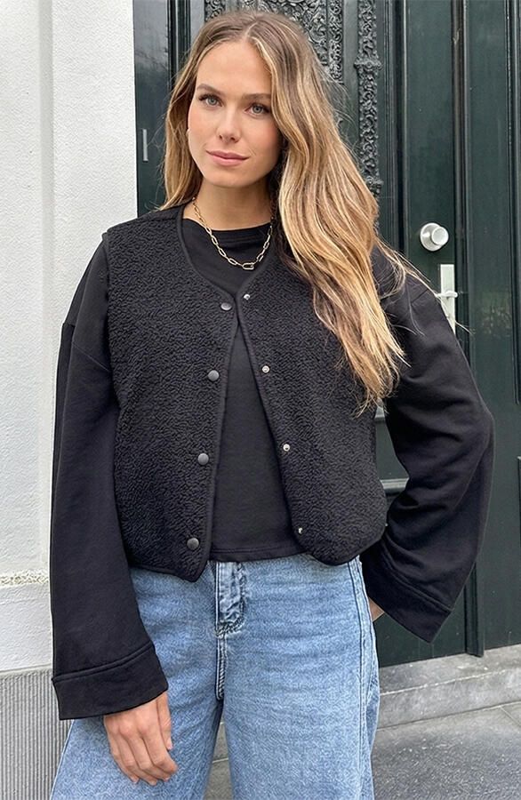 Italian Teddy Gilet Pocket Zwart