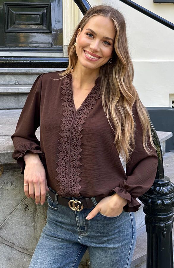 Kanten Boho Blouse Choco