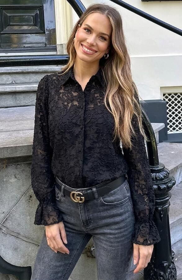 Lilly Floral Blouse Zwart