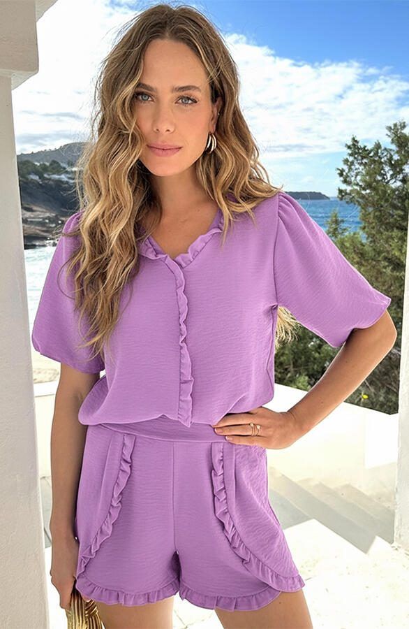 Luna Ruffle Blouse Lila