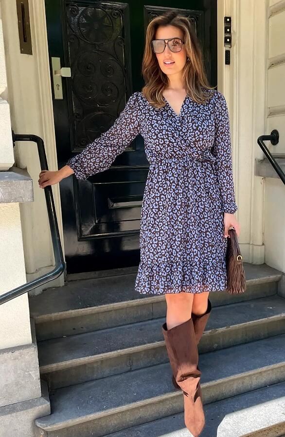 Luxury V-hals Jurk Leopard Baby Blauw
