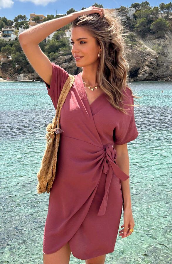 Miami Wrap Jurk Dust Roze