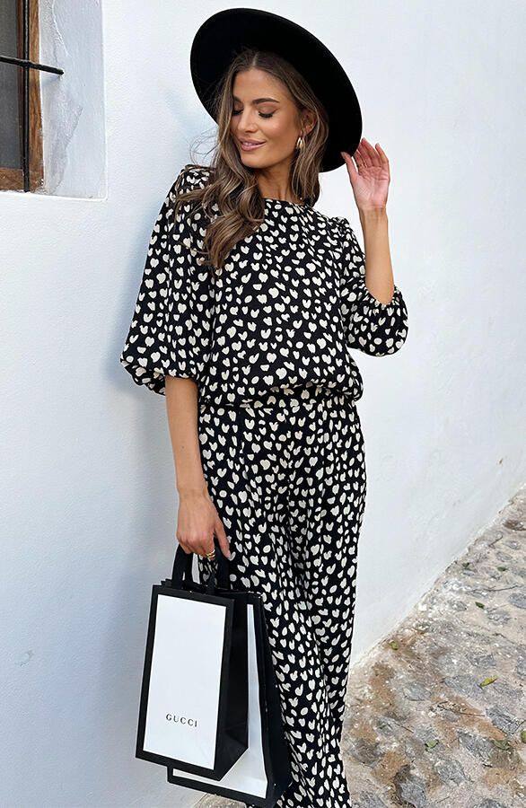 Mila Pantalon Cheetah Zwart Regular
