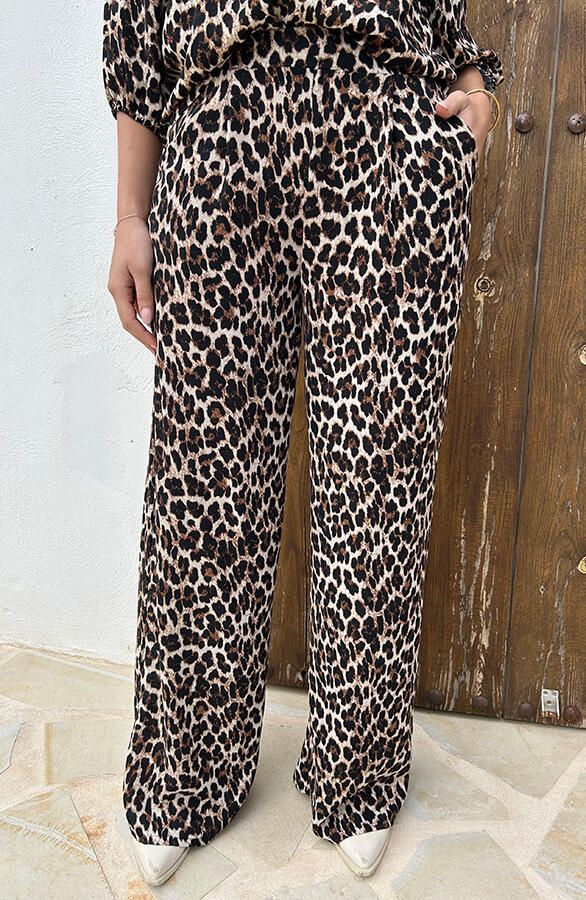 Mila Pantalon Leopard Zwart Petite Regular Tall