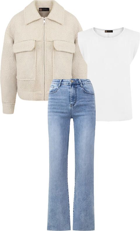 Musthave Deal Complete Set Boucle Jacket Met Rits Beige