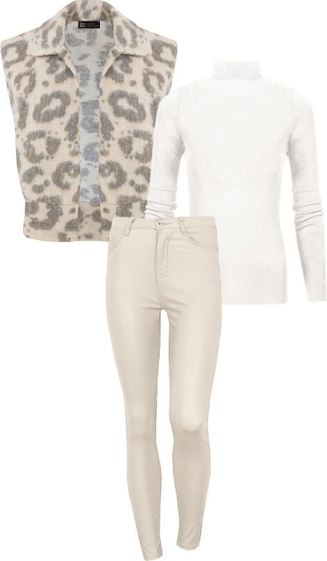 Musthave Deal Complete Set Oversized Woven Gilet Leopard Beige