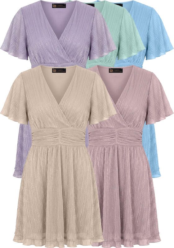 Musthave Deal Lurex Waistband Short Sleeve Dresses