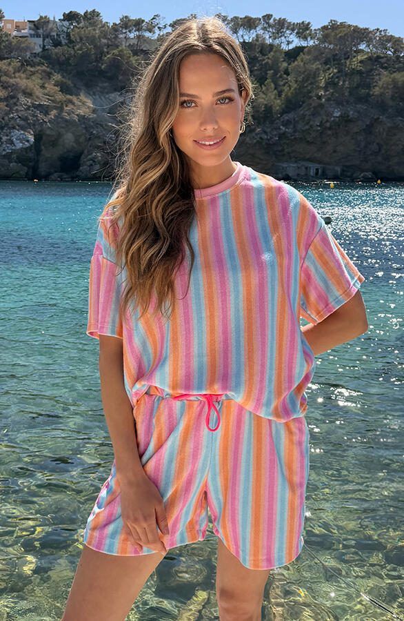 Oversized Striped Top Badstof Multicolor