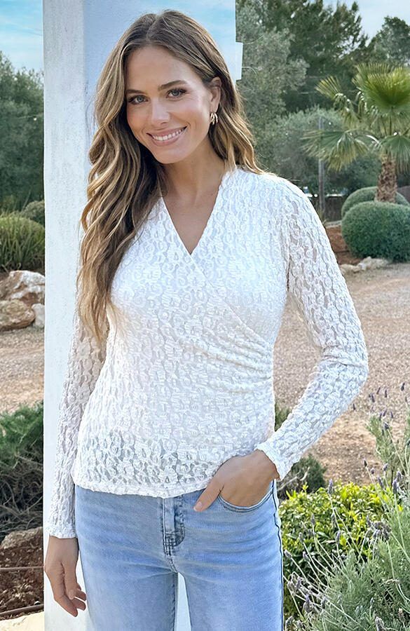Overslag Lace Top Asymmetric Ecru
