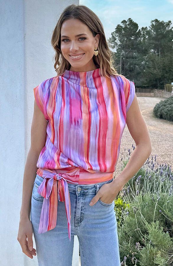 Satin Wrap Top Sunset
