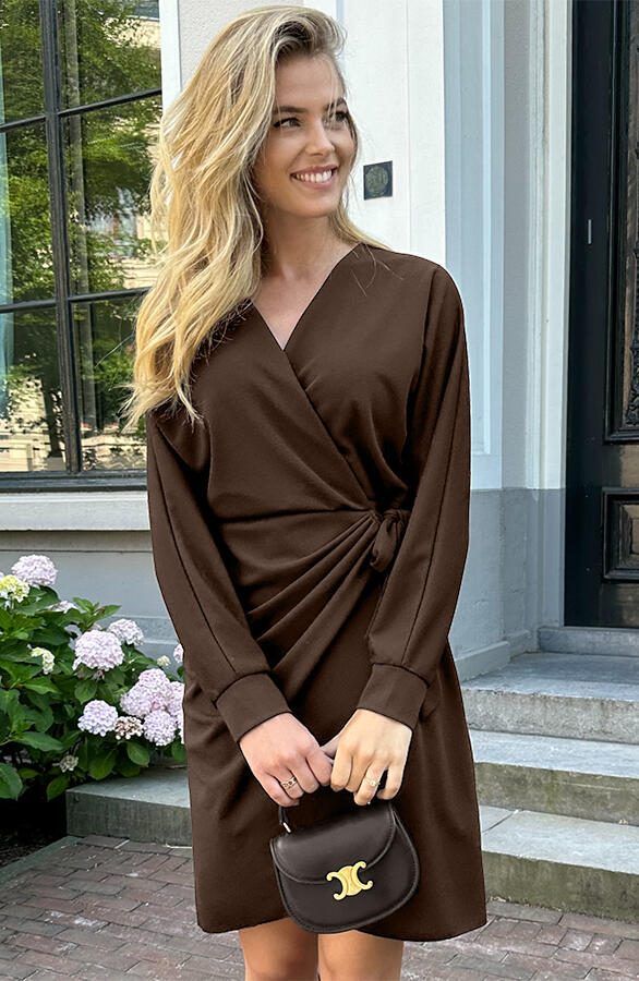 Scuba Long Sleeve Jurk Choco