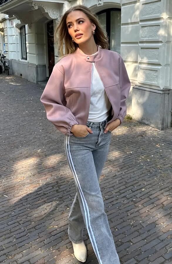 Soft Bomber Coat Dust Pink