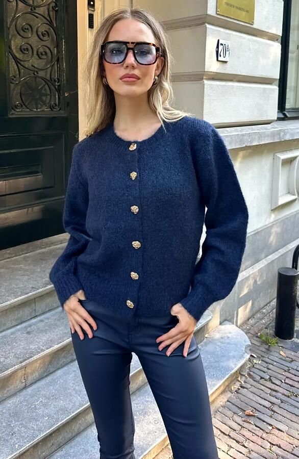 Soft Melange Cardigan Navy