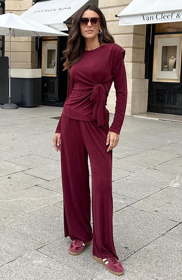 Straight Stretch Pantalon Burgundy