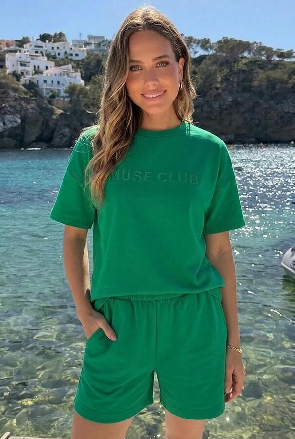 Sweat T-Shirt Muse Club Bright Green Embroidery