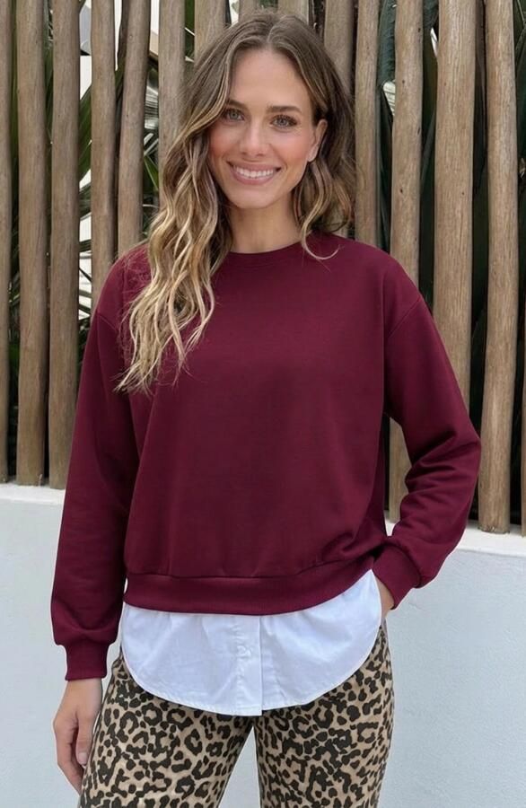 Sweater Blouse Combo Burgundy