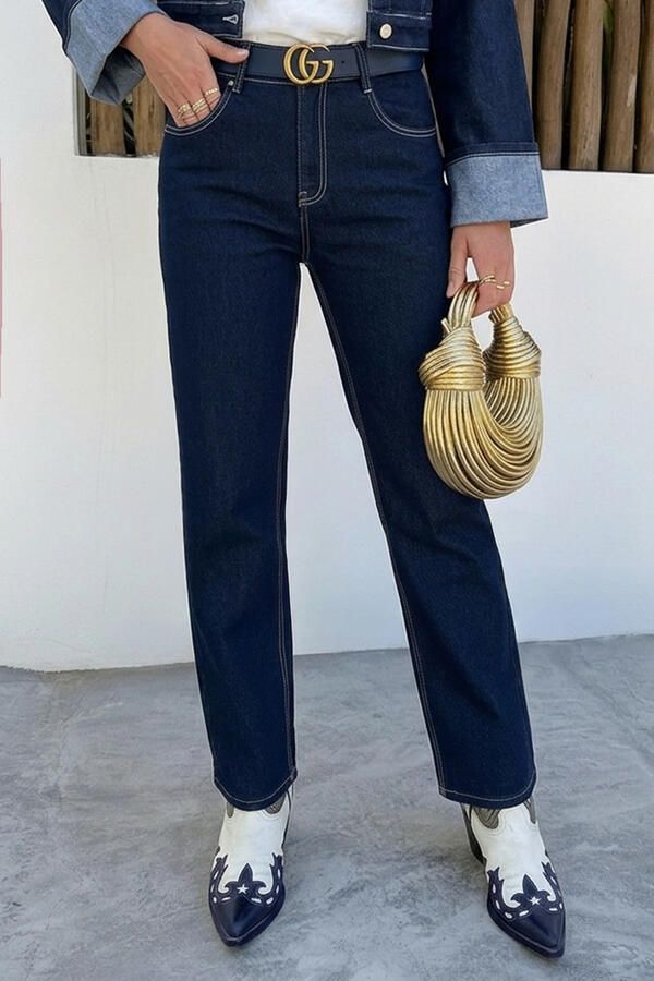 Wide Leg Jeans Deep Blue Stretch FMH