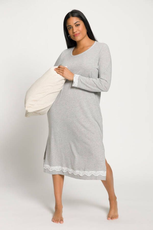 Ulla Popken Grote Maten Nachthemd Dames grijs Maat: 54 56 Katoen Viscose