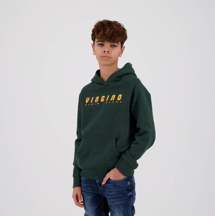 VINGINO hoodie met logo donkergroen Sweater Logo 128 - Foto 3