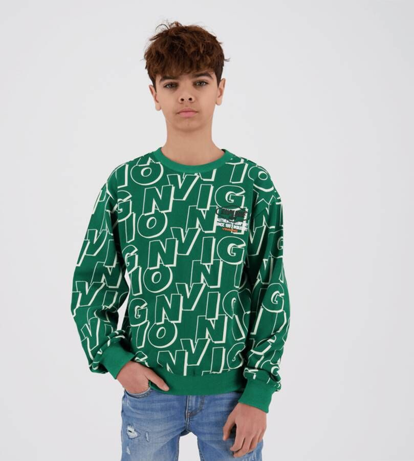 VINGINO sweater Naros met logo groen Logo 104 | Sweater van - Foto 3