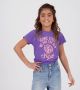 VINGINO T-shirt Helianne met tekst paars Meisjes Katoen Ronde hals Tekst 104 - Thumbnail 3