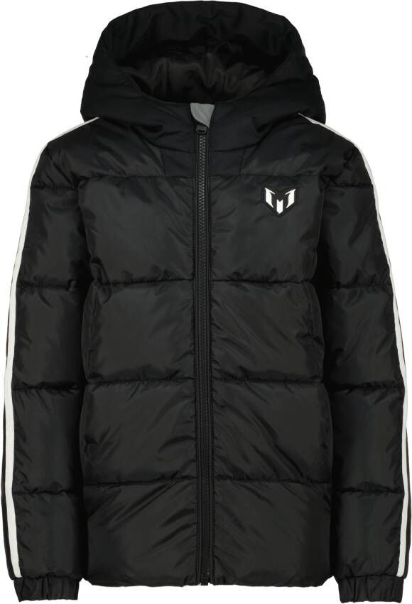 VINGINO gewatteerde winterjas Tosario met contrastbies zwart wit Jongens Polyester Capuchon 104
